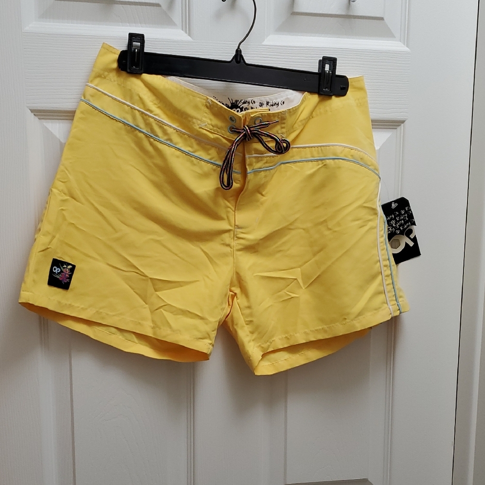 🌸3/$30 OP Yellow Women's Surfer/ Athletic Shorts with White and Multicolor Trim